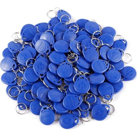 100 pcs 125 KHz RFID Porte-clés Carte de Contrôle d'Accès RFID Porte-clés pour Système de Contrôle d'Accès de Porte TK4100 / EM4100 (100IDPCS-Blue) (1/5)