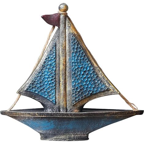 Décoration murale suspendue : gouvernail de bateau, ancre, barre de gouvernail, décoration nautique. (1/4)