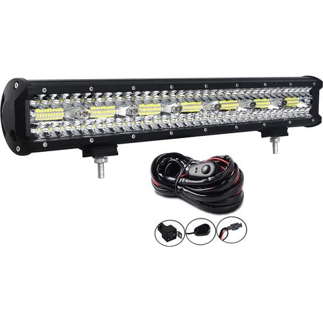 56.8cm 480W Triple rangée 8D Barre LED Barre lumineuse Rampe LED de Travail Spot Inondation Combo Faisceau + kit de harnais de câblage DC 12V-24V 6000K pour Véhicules 4x4 ATV Utvs (1/5)