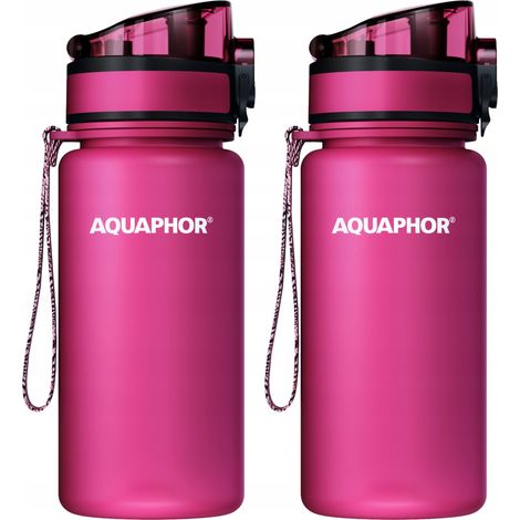 Aquaphor City 350ml Zwei rosa Flaschen mit Filtereinsatz für Kinder (1/5)