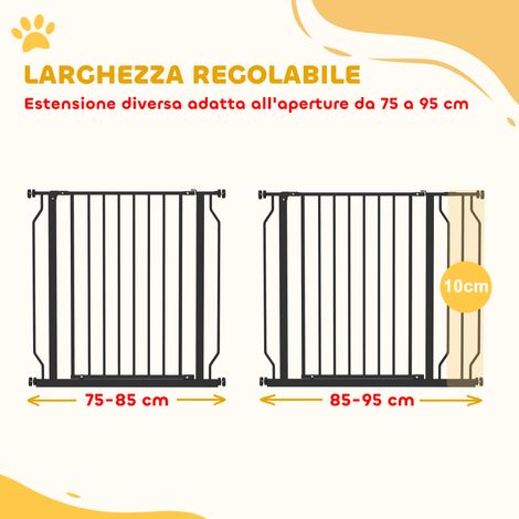 Ausziehbares Hundesicherheitsgitter. 75–95 cm. Aus Stahl und ABS. 75–95 x 76 cm. Schwarz. (1/5)
