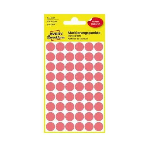 Markierungspunkt 12mm Papier leuchtrot 270 Etik./Pack. (1/4)