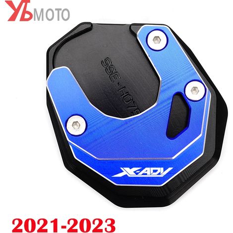 (2021-2024 bleu-A) Nouvelle plaque d'extension de support de pied CNC pour moto, béquille latérale élargie, compatible avec HONDA X ADV XADV 750 XADV750 2017 2018-2023 2021 2022 maxpower (1/4)