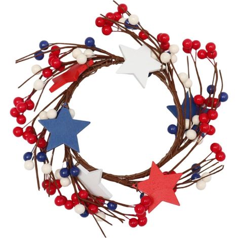 Couronne Anneau pour Bougie Pièce Maîtresse De Table Traditionnelle Festive Couronne D'Anneau Pour Bougie Pilier Patriotique Pour Salon Chambre À Coucher Table À Manger Manteau Chemi (1/5)