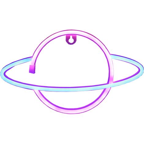 Luminaire Néon - Forme Univers - LED Rouge Bleu Rose - Décoration Murale Nocturne - Alimentation USB ou Piles - 18 x 30 cm - 1 pièce (1/4)