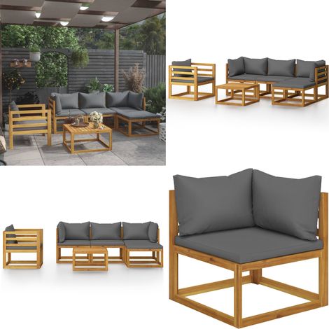 Set Divani da Giardino 6 pz con Cuscini in Massello di Acacia - Divano in legno - Divano in acacia