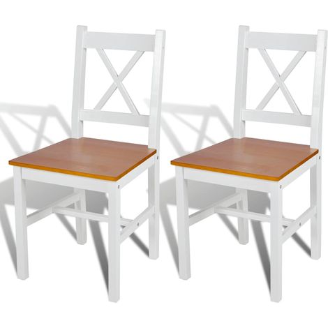vidaXL Sillas de comedor 2 unidades madera de pino blanco (1/5)