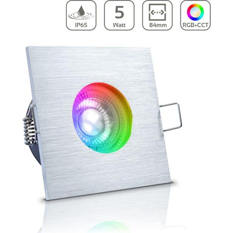 Einbauspot IP65 eckig - Farbe: Alu-gebürstet - LED Leuchtmittel: GU10 5W RGB+CCT (1/5)