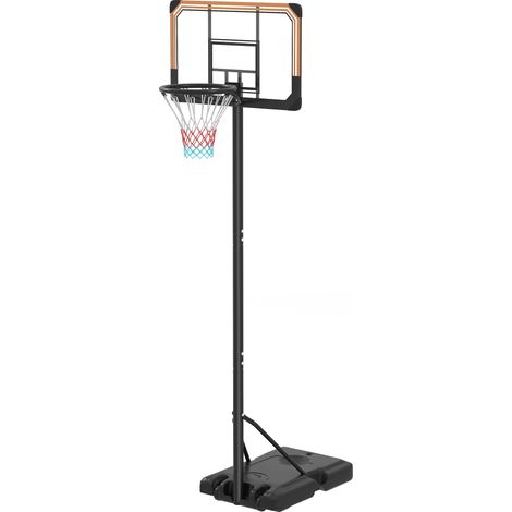 Panier sur pied réglable 213-243 cm, base lestage roulettes, panneau arrière robuste noir