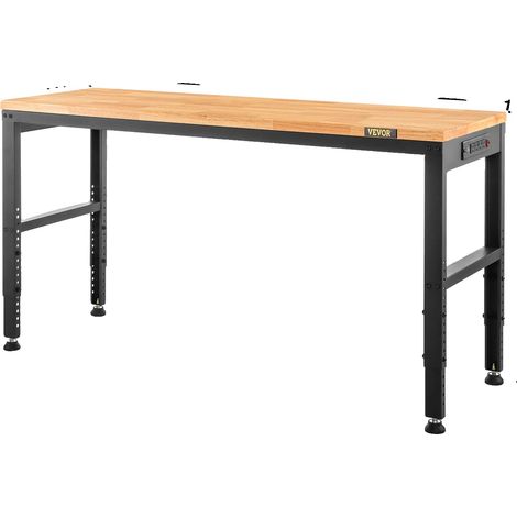 Mesa de trabajo robusta, altura ajustable, tablero de roble duradero, capacidad de carga de 900 kg para oficina y hogar, 61 x 20 pulgadas sin ruedas. (1/2)