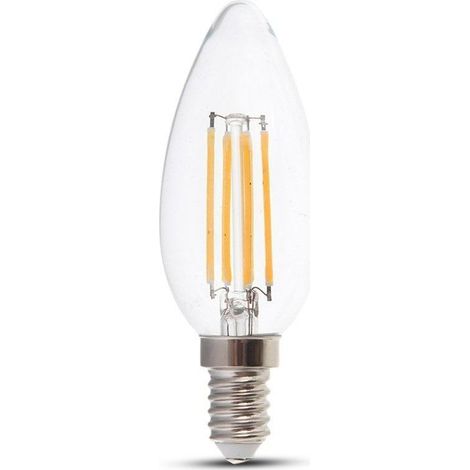10er Set LED 4W Klarglas-Kerzenbirnen V-TAC Fassung E14 2700k (1/5)