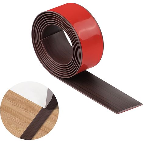 Bandes de Seuil en PVC - Lot de 1 - Matériau Souple et Résistant - Transition Sol Auto-adhésive - Pour Portes et Fenêtres - Gris Foncé et Bois (1/5)
