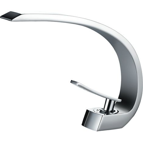 Robinet de lavabo en laiton élégant, orange chromés mitigeur de salle de bains moderne, Robinet à poignée unique, Robinet à grue élégante (1/5)