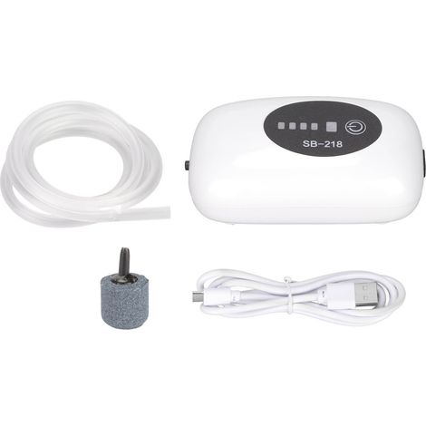 Pompe à air portable pour aquarium, étanche à la poussière, port USB, silencieuse et rechargeable, double mode, SB-218, à un seul trou (1/5)