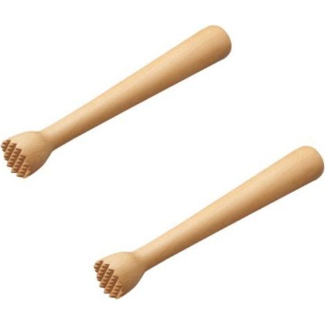 2 Pcs Pilon en bois, pilon de bar, pilon pour cocktails, pilon pour mojitos, Bois, 25 x 3,5cm (1/4)