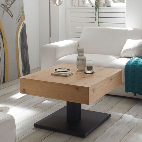 Table basse 70x70x45cm avec plateau relevable en chene massif (1/4)