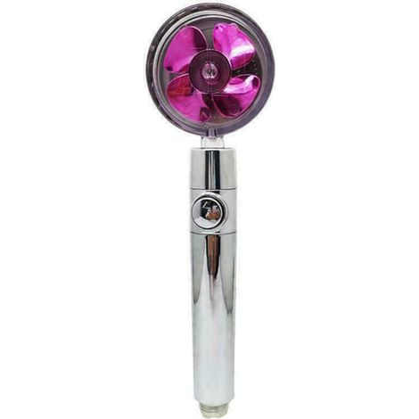 Irovami Pommeau de douche à main haute pression à hélice turbo, rotation à 360°, jet puissant et économique en eau, allumage/extinction par simple pression d'un bouton. (1/5)