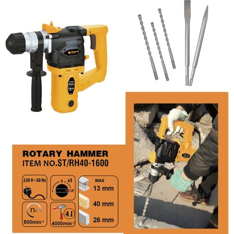 Trapano martello demolitore/Tassellatore 26mm 1600W STRAUSS - ST/RH40-1600