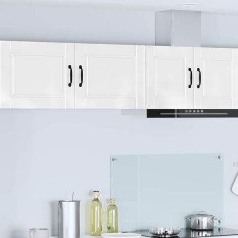 vidaXL Wall Cabinet PORTO 2 pcs High Gloss White Engineered Wood (1/5)