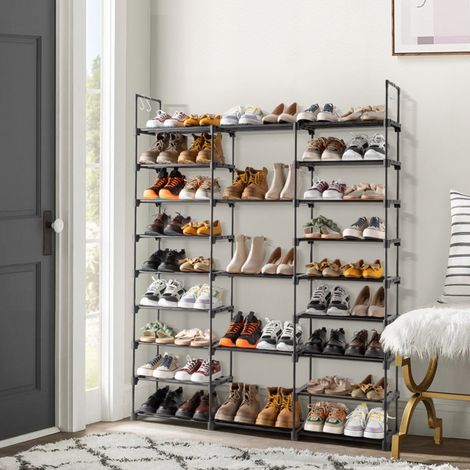 Armoire à Chaussures 9 Couches Etagères de Rangement pour 50Paires de Chaussures Armoire en Tissus Rangement de Chaussures Étanche Étagères à Chaussures, Noir, 127x28x157.5cm