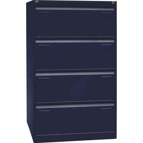 Armoire de Rangement Suspendue à Double étagère, Format A4, 4 tiroirs HR, Acier, 633, Noir, 62,2 x 80 x 132,1 cm (1/4)