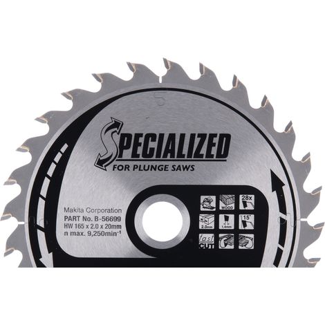 MAKITA B-56699 TCT 165/20/28D Schnittscheibe aus Holz