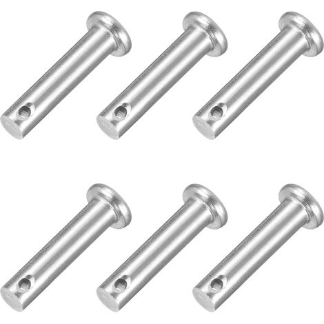 6pcs M6x25mm Goupilles à Trou Unique, Goupille de Verrouillage Acier Inoxydable 304, Goujons à Tête Plate de Chape pour Verrou Remorque Réparation Fixation Mécanique Équipement (1/5)
