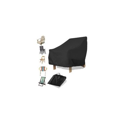 Housse de chaise de jardin d'extérieur imperméable noire, 80x85x91cm, 210D avec cordon de serrage réglable, sac de rangement gratuit, protection UV, résistante à l'usure, adaptée aux meubles de (1/5)