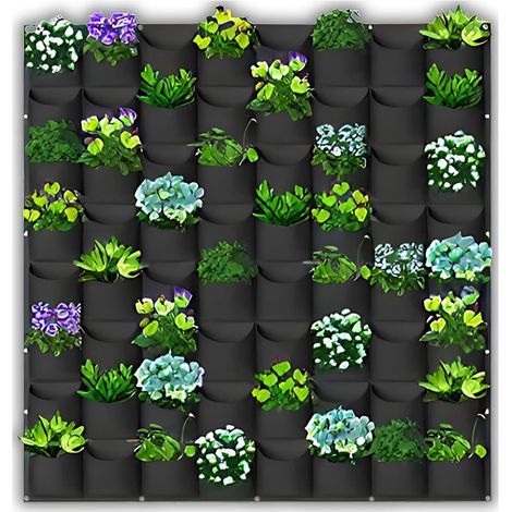 Fioriera verticale da parete, sacco sospeso per la coltivazione, fioriera in feltro per fragole, 64 scomparti, 100 x 100 cm, erbe aromatiche e fiori (1/5)