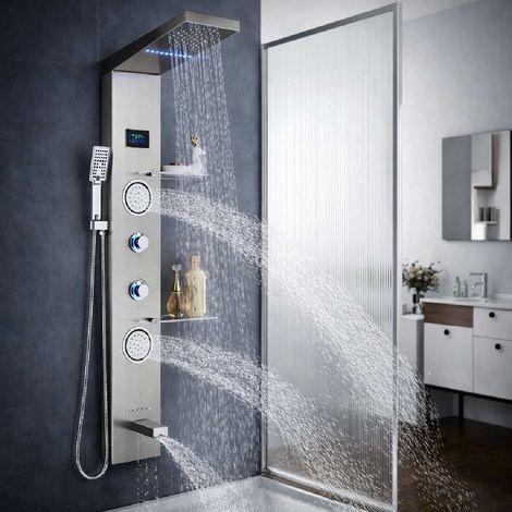 Panneau de douche hydromassant led gris, Narko (1/5)