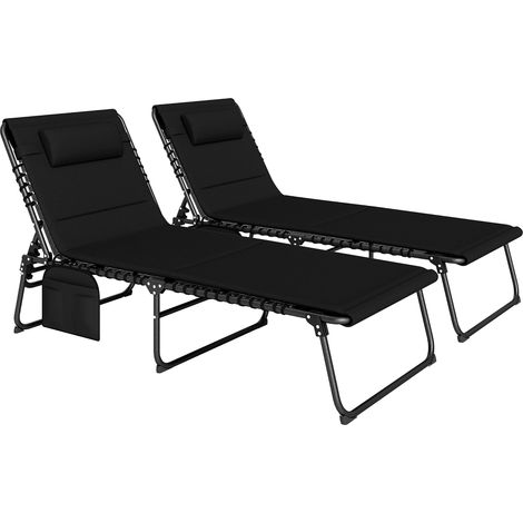2-teiliges Outdoor-Sonnenliegen-Set, verstellbar, Stahlrahmen