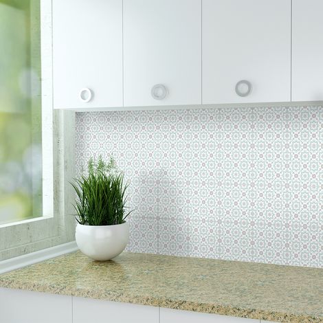 Sticker Mural Carrelage adhésif Cuisine Salle de Bain - 9 STICKERS CARREAUX DE CIMENT AZULEJOS FERNANDA - 9stickers15x15cm (1/5)
