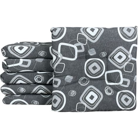 Set 4/6 Cuscini Geometrico Sedia con Lacci Prodotto Italiano 40 x 40 Cuneo Grigio - 6 Pezzi