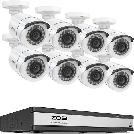 Sistema de cámaras de seguridad, resolución 1080P, detección de personas y vehículos, DVR de 16 canales con 8 cámaras, ninguno (1/2)