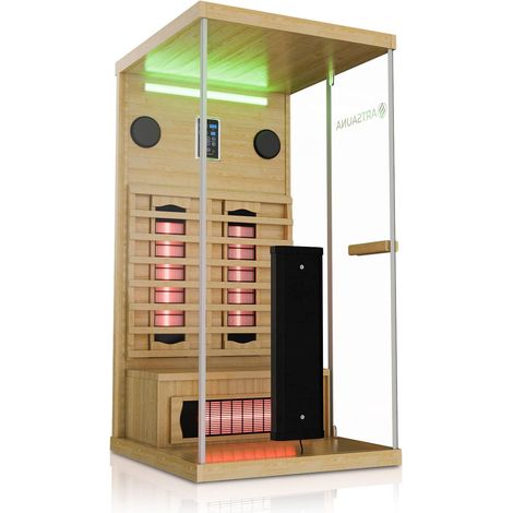 Cabina a infrarossi Göteborg 1 persona Sauna a infrarossi con radiatore a spettro completo e illuminazione a LED (1/2)