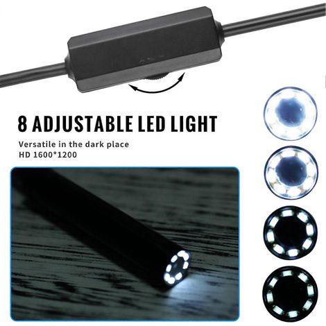 Caméra d'inspection sans fil HD 1200P avec 8 LED, étanche IP68, endoscope compatible Android iOS et Windows, pour diagnostic professionnel. (1/5)