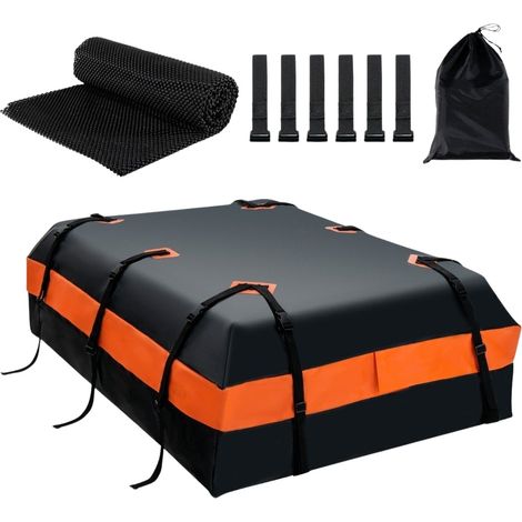 Coffre de toit etanche dune capacite de 600 l pour tous vehicules 132x100x43cm noirorange