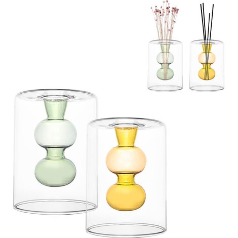 Lot de 2 flacons diffuseurs vides en verre pour aromathérapie, accessoires de parfum, vase hydroponique pour fleurs (1/5)