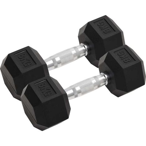 vidaXL Mancuernas 2 unidades total hierro fundido 8 kg (1/5)