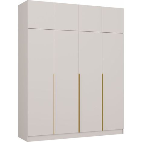 Senso 4D - Armadio alto con modulo soprastante, maniglie dorate - Ante, ripiani - 200x250x56,5 cm - Beige cachemire (1/5)