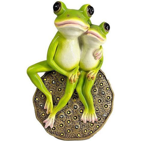 Statue de Grenouille Decoration Jardin Exterieur-- Figurine Grenouille Résine Étanche avec Lumières LED