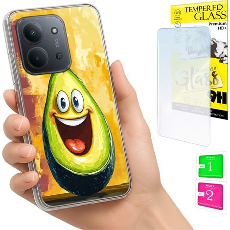 Custodia per Xiaomi Redmi 15C 5G 173mm / Custodia per Poco C85, colore avocado, con retro in vetro 9H. (1/5)