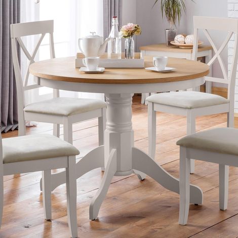 Table Ronde sur Pied en chêne/Gris éléphant (1/5)