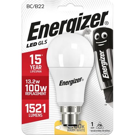 Ampoule LED - ENERGIZER - B22 - 1521 lm - 12.5W (équiv. 100W) - Blanc chaud 2700K (1/2)