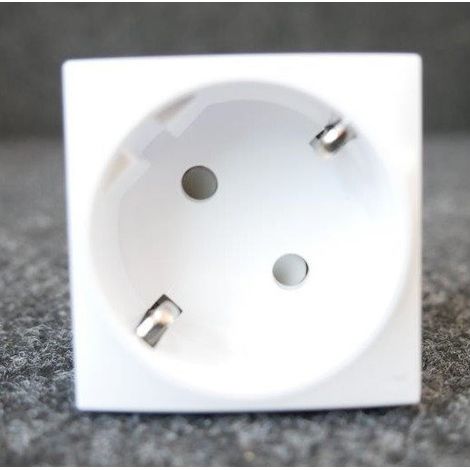 Prise 2P+T 16A standard Allemand SCHUKO blanc polaire mécanisme 45x45mm sans support ni plaque ALTIRA