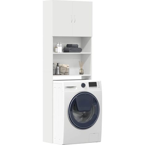 Waschmaschinenschrank Weiß 64x24x190 cm Holzwerkstoff