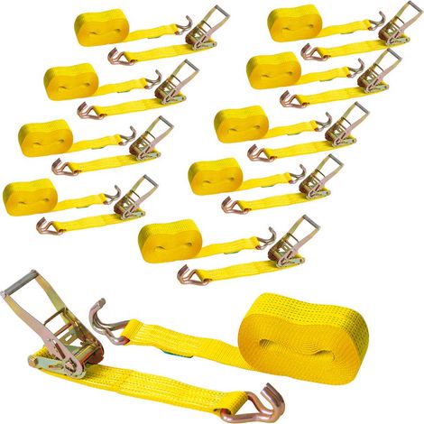 BRB Lot de 10 sangles à cliquet selon la norme EN 12195-2 pour charges lourdes Charge 2500/5000 kg