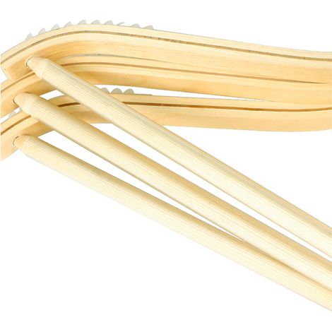 Cintres En Bois Massif Adultes - Lot De 10cintre Bois Manteaux Avec Bande Antidérapante - Naturel Cintres Pour Costumes Crochet Rotatif À 360° (1/4)