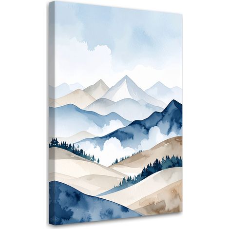 Cuadro en Lienzo, Paisaje de montaña naturaleza árboles beige, 20x30 (1/5)