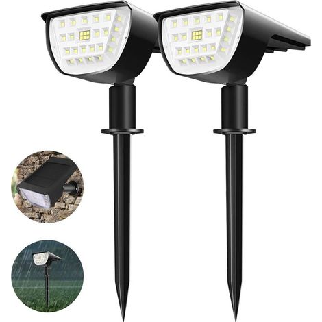 (2 Pack 32 LED)Spot Solaire Exterieur,Lampe Solaire étanche IP65,Blanc Froid Avec 3 Modes d'éclairage de Projecteur Solaire Réglable Extérieur Solaire pour Jardin,Cour,Chemin,Allée (1/5)